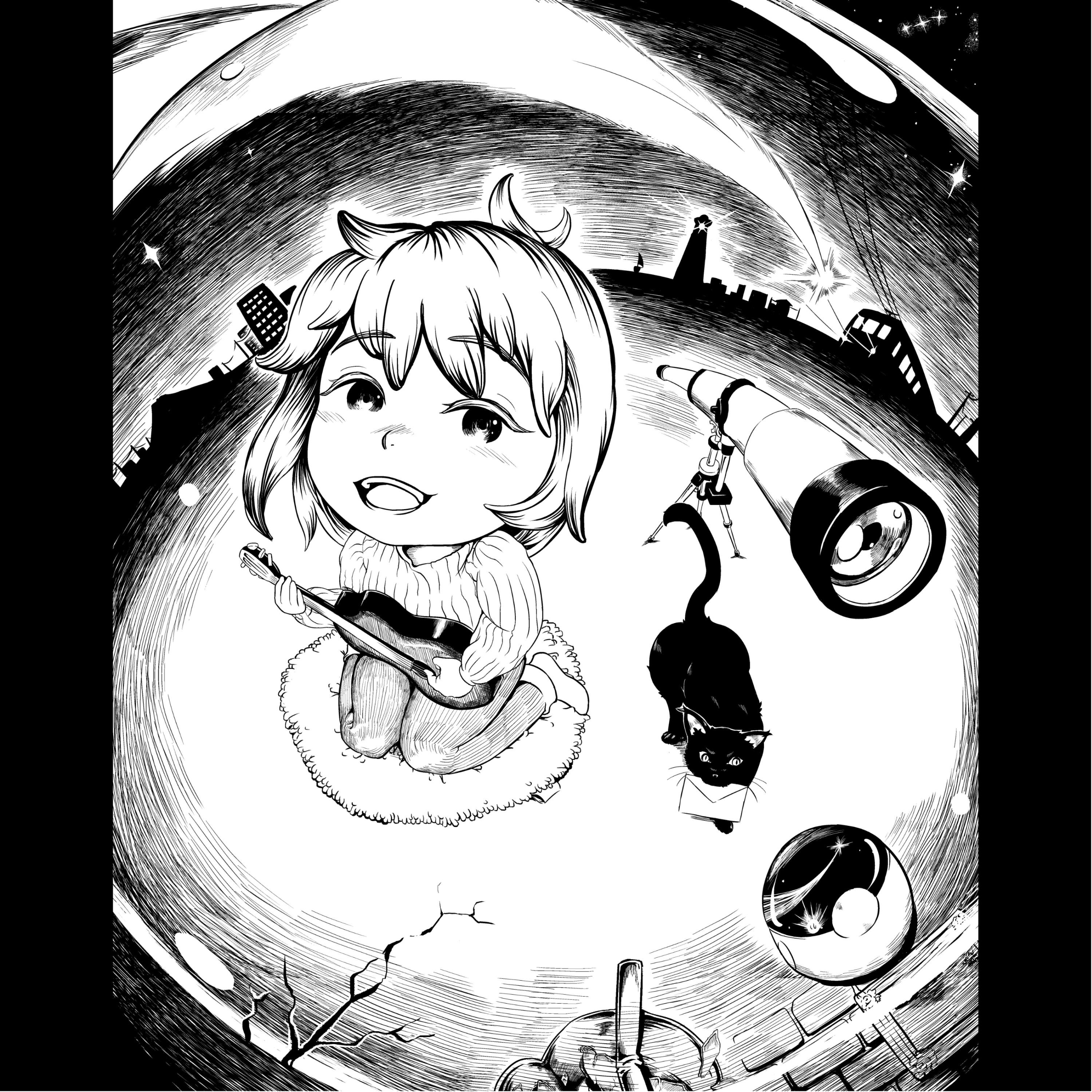 モノクロ自己紹介絵 スキマ スキルのオーダーメイドマーケット Skima