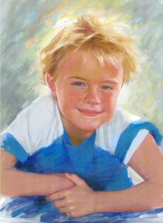 格調高い彩色パステル肖像画