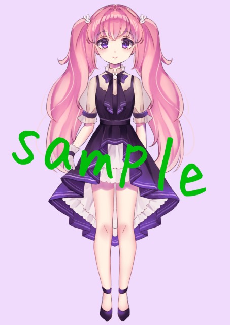 ピンク髪ツインテール女の子(立ち絵サンプル)