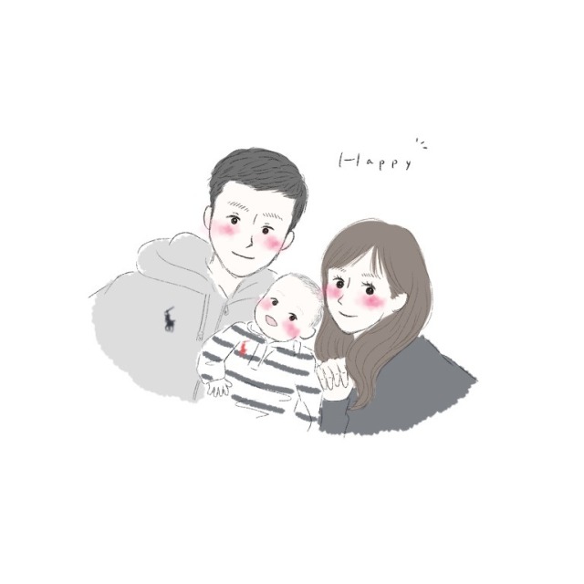 家族　似顔絵　イラスト　赤ちゃん　子ども