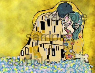 クリムト「接吻」パロディ