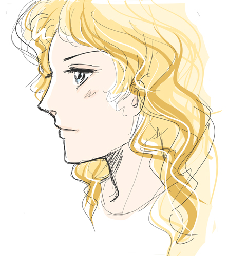 女性横顔（下書き）