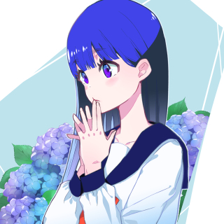 アジサイと女の子