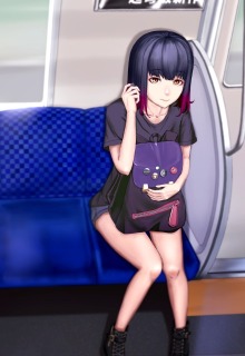 電車の中の女の子。