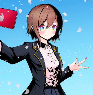 自撮りをする女の子