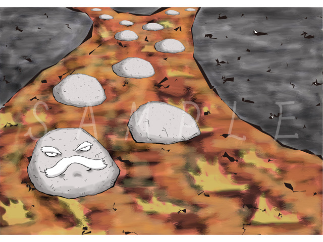 『国指定名勝 海地獄 2019夜の海地獄 湯気と小鬼と一夜の奇跡』イラスト