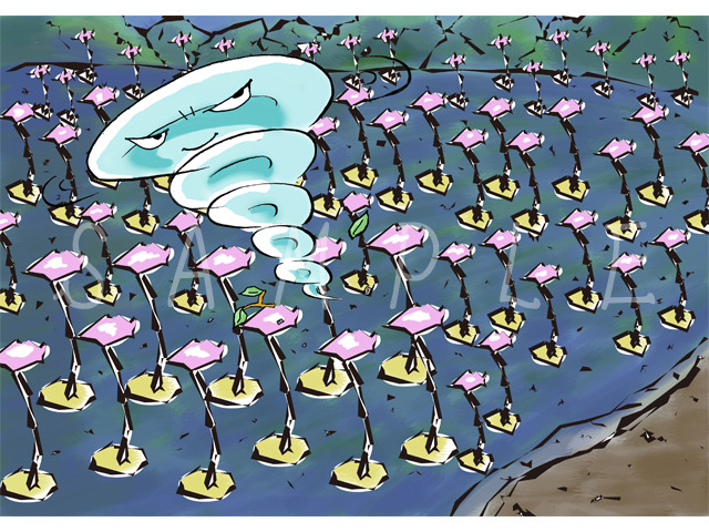 『国指定名勝 海地獄 2019夜の海地獄 湯気と小鬼と一夜の奇跡』イラスト