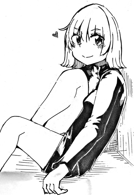 女の子の絵　アナログ線画