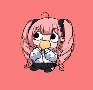 食べ物を食べるミニキャラ