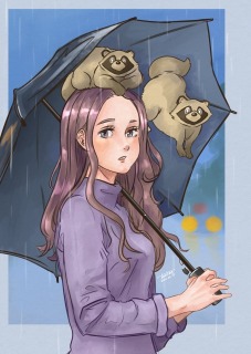 雨降りとたぬき