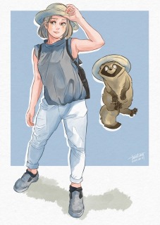 夏ファッションとたぬき