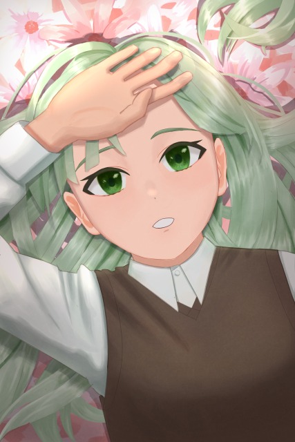 キャラ(バストアップ)＋背景のイラスト