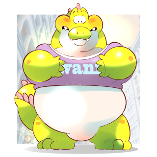 ワニのシャツを着るワニくん