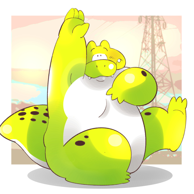 手をあげるワニくん