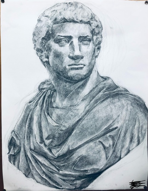 木炭デッサン（ブルータス、ラオコーン）