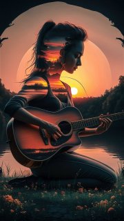 ギターを引く女性