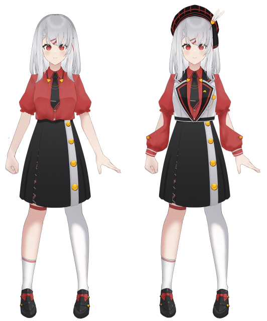 live2D vtuber,三面図　参考