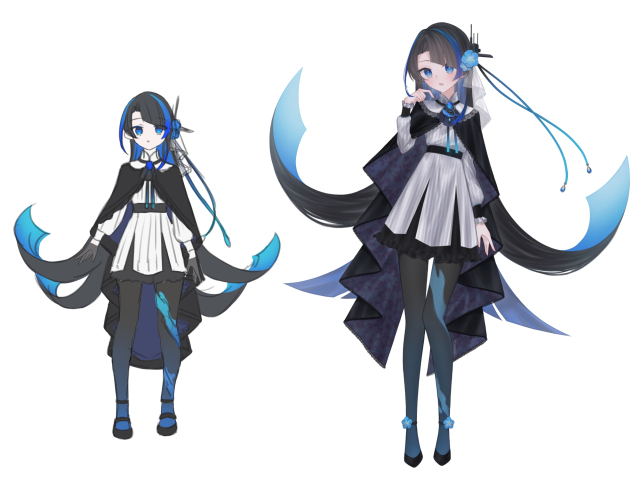 一次創作キャラクター　キャラクターデザイン（ラフ）と立ち絵（立ち絵）