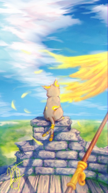 待つ猫のイラスト