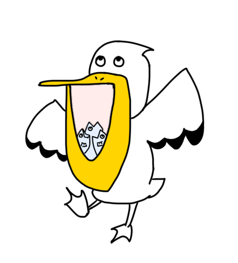 口に魚を入れすぎて顎が外れたペリカン