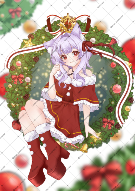 狗伊こまち　クリスマスイラスト