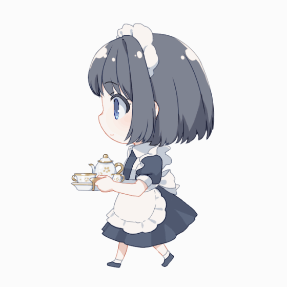 お茶を運ぶメイドさん