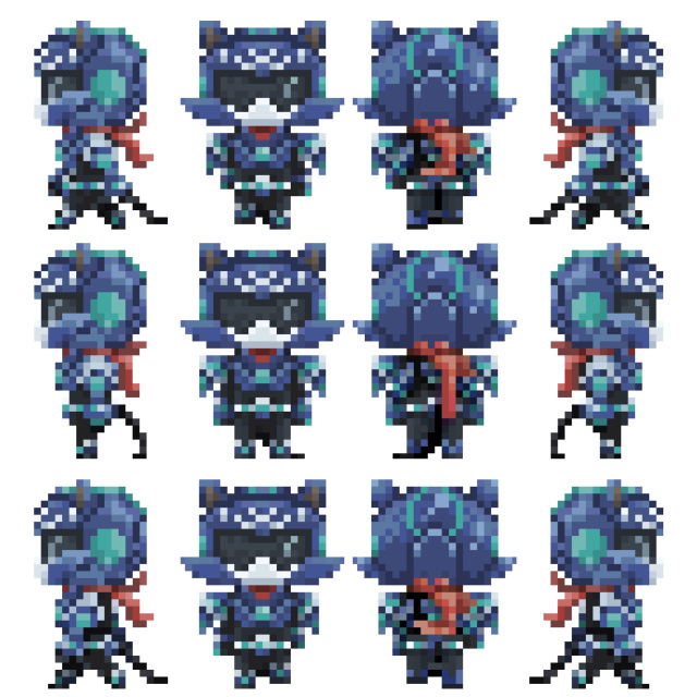 【ドット絵】歩行4面図