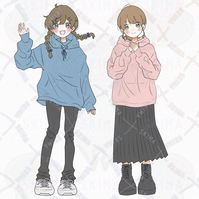 ご依頼イラスト(デフォルメ全身2名)