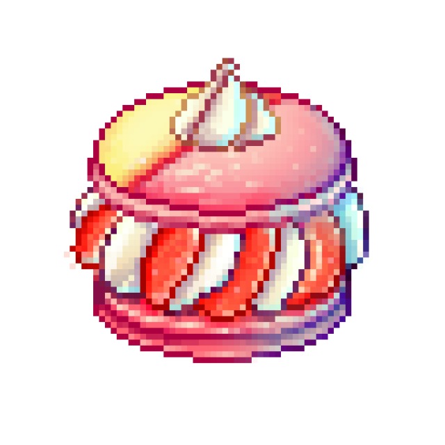 【ドット絵】ストロベリーチーズケーキ味のトゥンカロン