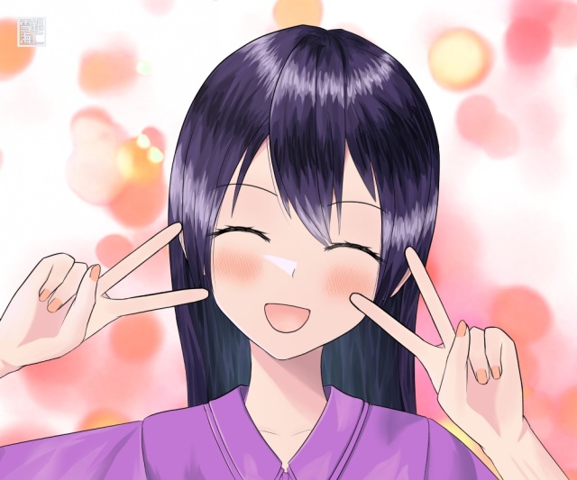 ピースする女の子