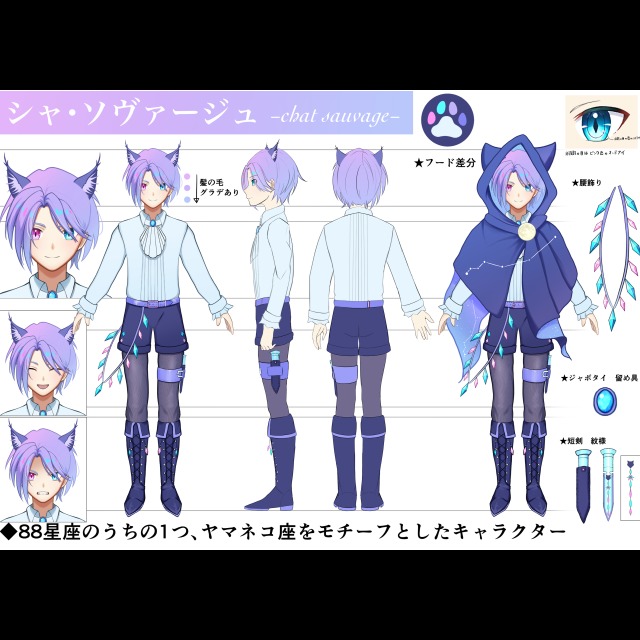 オリジナルキャラクター三面図