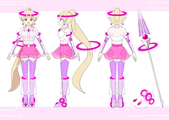 オリジナルキャラクターの三面図