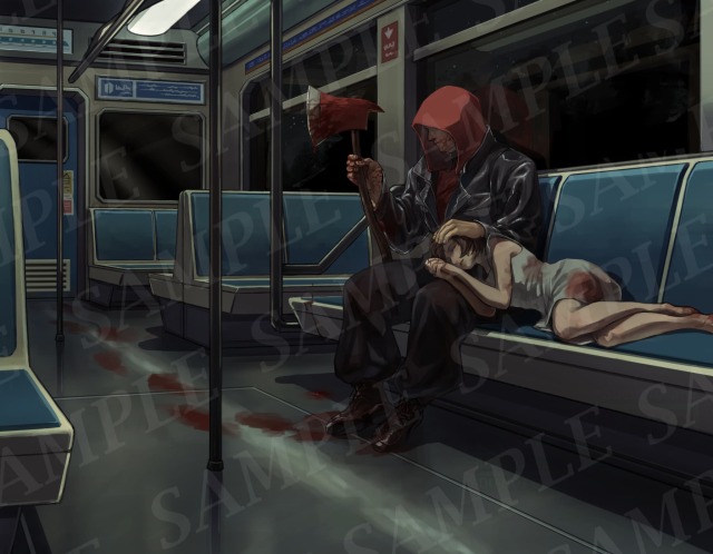 一枚絵(男性・女の子・背景)