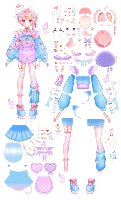 Vtber向け立ち絵のパーツ分け画像