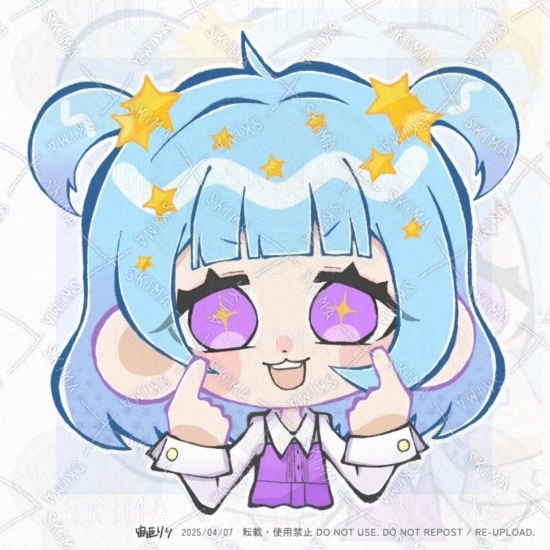 SD・2頭身（上半身） 星と月の元気な可愛い女の子