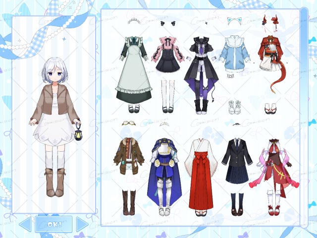 Skebリクエスト　衣装差分19種着せ替え風イラスト（psdレイヤー対応）