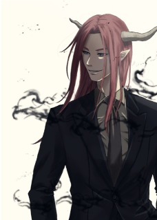 赤髪悪魔、スーツで微笑む