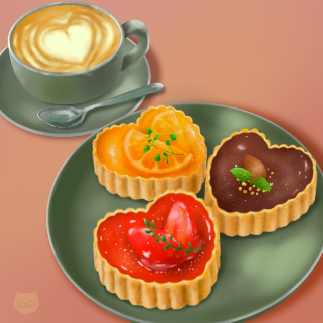 ハートのフルーツタルト