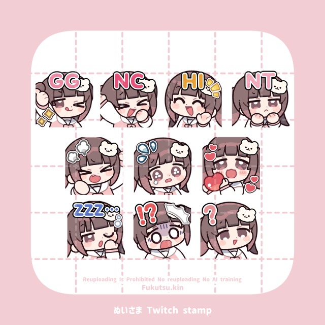 スタンプ用デフォルメキャラクターイラスト