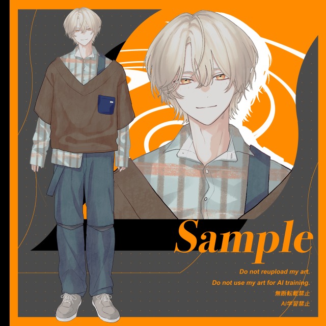 TRPG立ち絵　男性（ブラシ塗り）