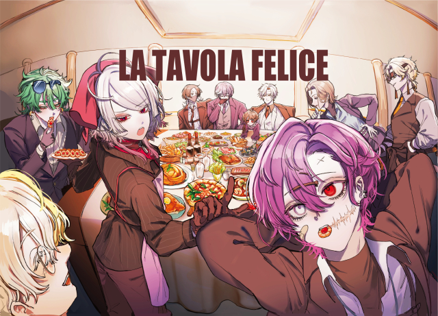 背景つき集合イラスト