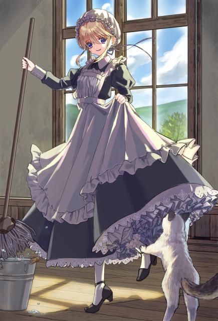 メイドにじゃれつく