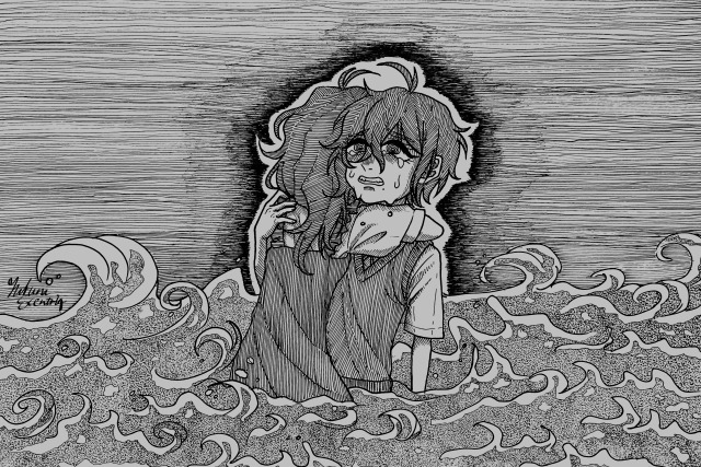 モノクロペン画イラスト