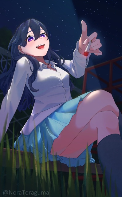 黒髪おさげガール②