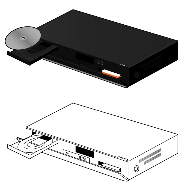 DVDプレイヤーのガイドイラスト風