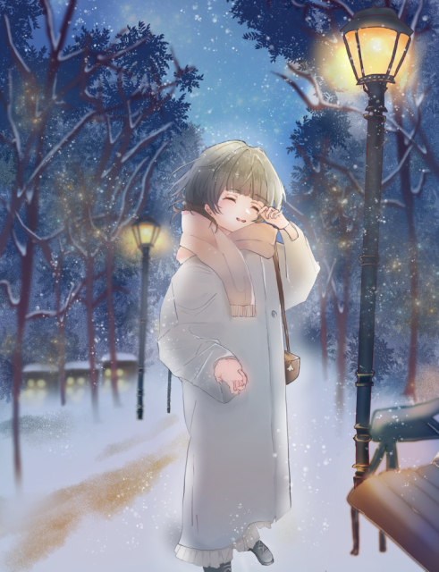 雪降る夜の女の子
