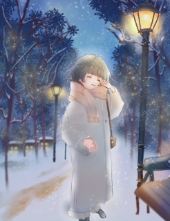 雪降る夜の女の子