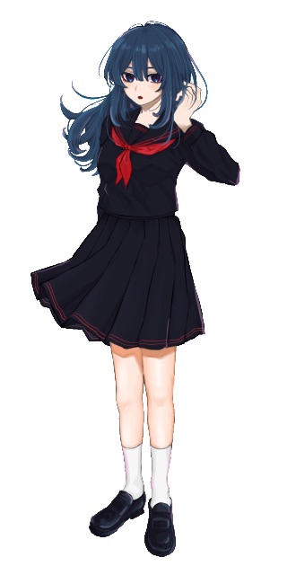 藍髪黒制服のJK