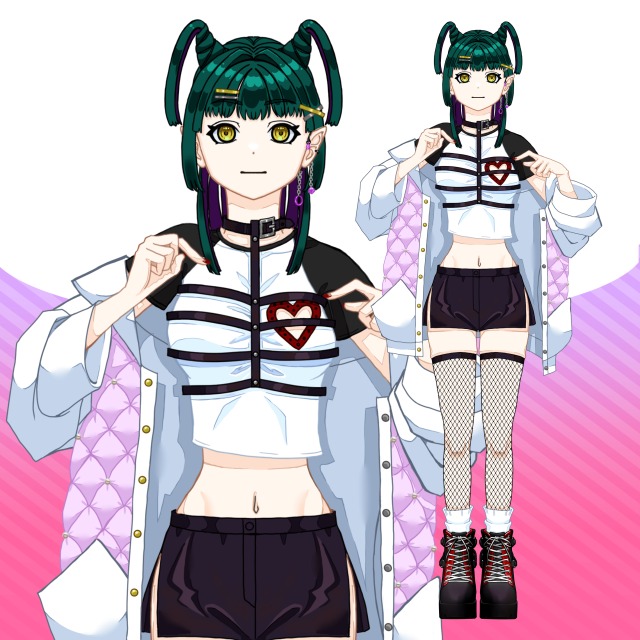 ハート指差し