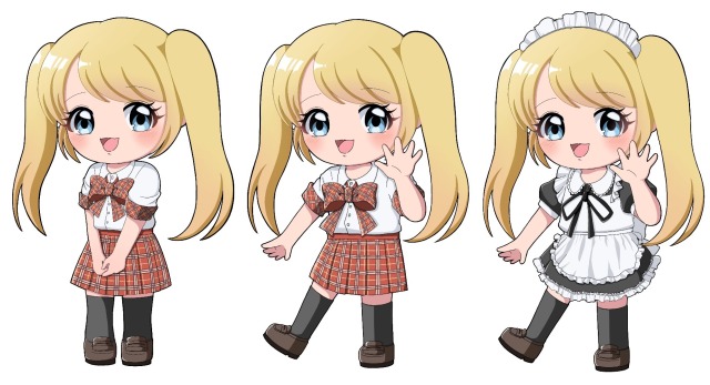 ポーズ、衣装差分サンプル